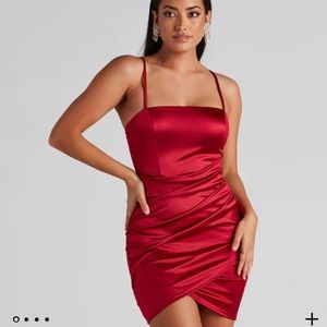 Red satin dress